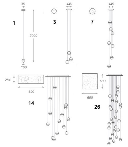 Светильник Bocci 14.1 Single Bubbles Led Crystal Glass 1 Ball ImperiumLoft