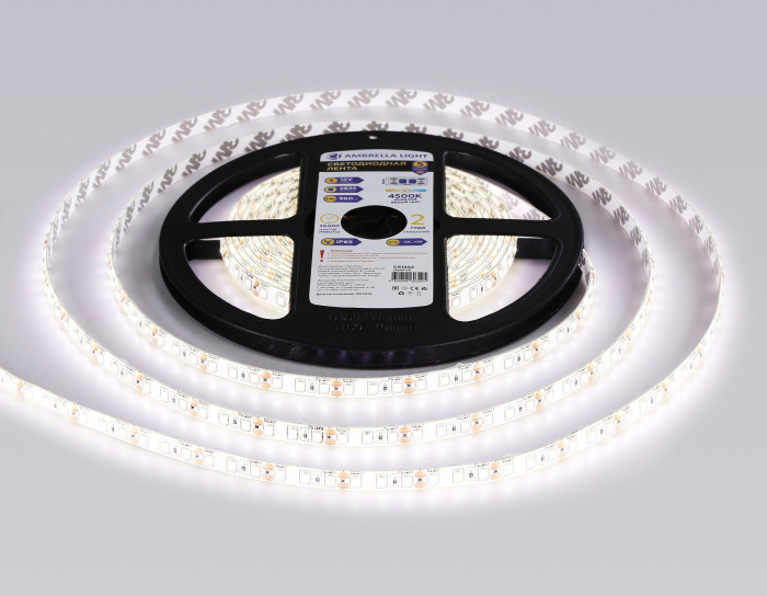 Светодиодная лента Ambrella Light GS1202 2835 120Led /9.6W m/ 12V IP65 4500K 5m/кратность резки 25mm Ambrella light GS1202