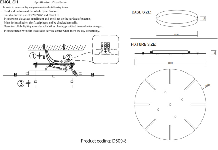 Потолочная база D600-8 CHROME Crystal Lux