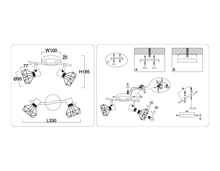 Настенно-потолочный спот в стиле лофт AMBRELLA light TR8656
