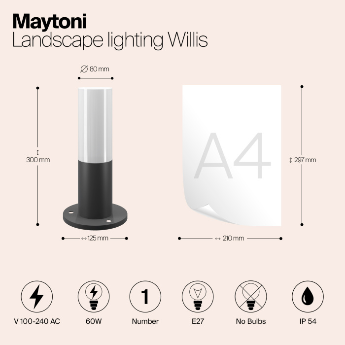 Садово-парковый светильник Maytoni Willis O418FL-01GR