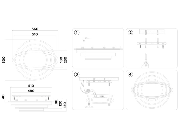 Потолочный светодиодный светильник с пультом Ambrella light FA8522