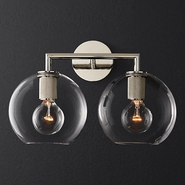 Бра RH Utilitaire Globe Shade Double Sconce Silver ImperiumLoft