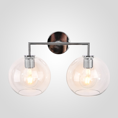Бра RH Utilitaire Globe Shade Double Sconce Silver ImperiumLoft