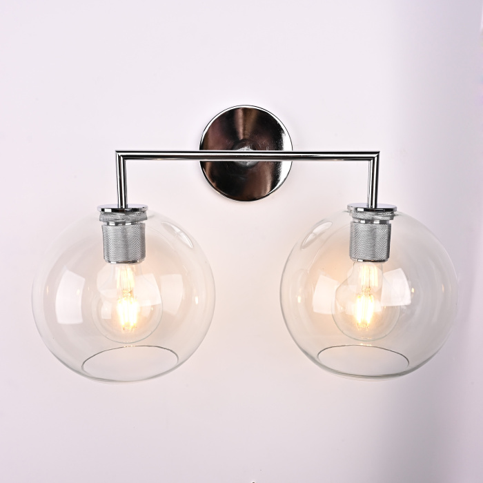 Бра RH Utilitaire Globe Shade Double Sconce Silver ImperiumLoft