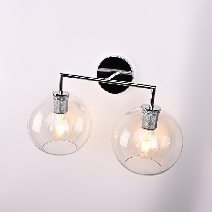 Бра RH Utilitaire Globe Shade Double Sconce Silver ImperiumLoft