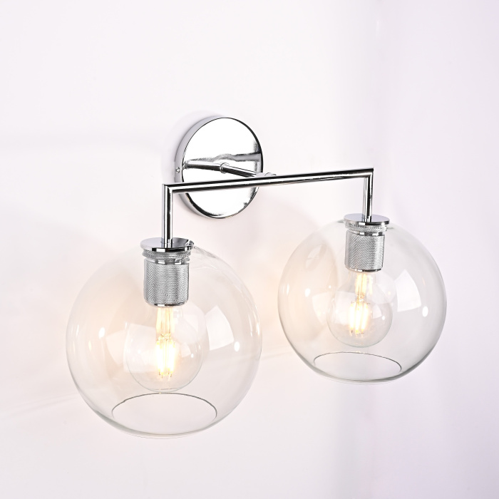 Бра RH Utilitaire Globe Shade Double Sconce Silver ImperiumLoft