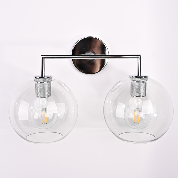 Бра RH Utilitaire Globe Shade Double Sconce Silver ImperiumLoft