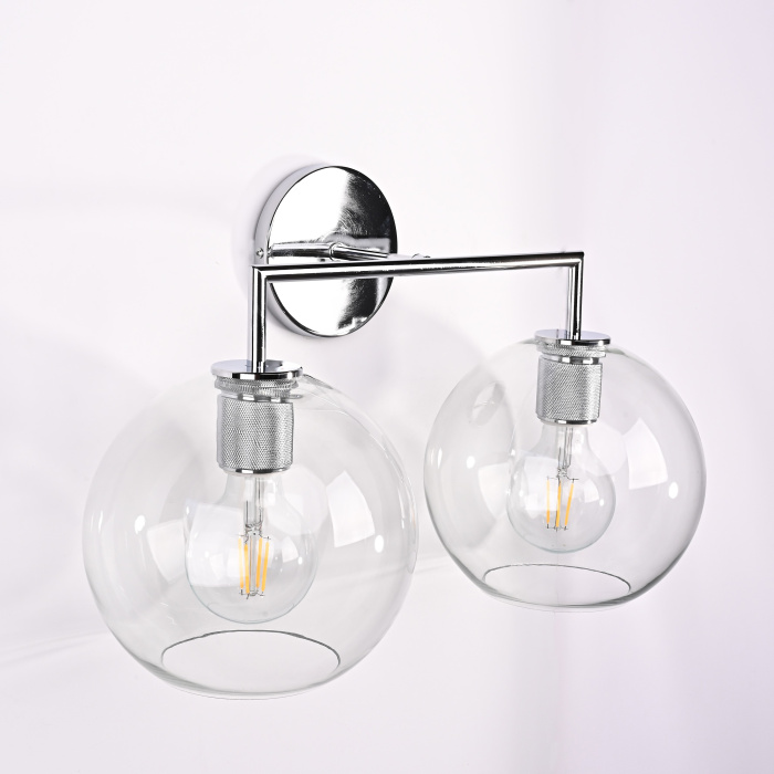 Бра RH Utilitaire Globe Shade Double Sconce Silver ImperiumLoft