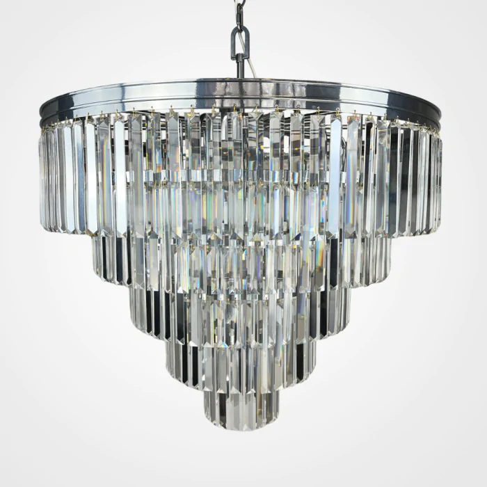 Люстра RH 1920s Odeon Clear Glass Fringe Chandelier D80 chrome ImperiumLoft