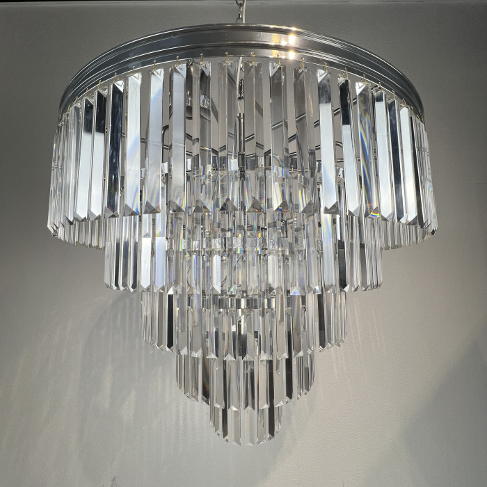 Люстра RH 1920s Odeon Clear Glass Fringe Chandelier D80 chrome ImperiumLoft