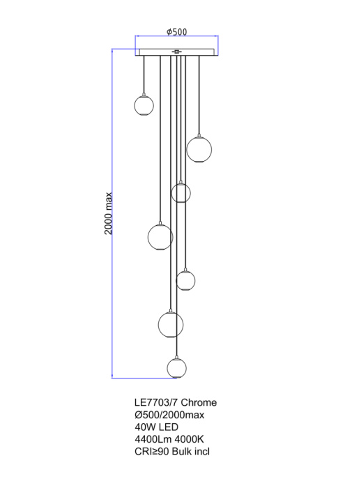 Подвесная люстра Leon Aurore LE7703/7 Chrome