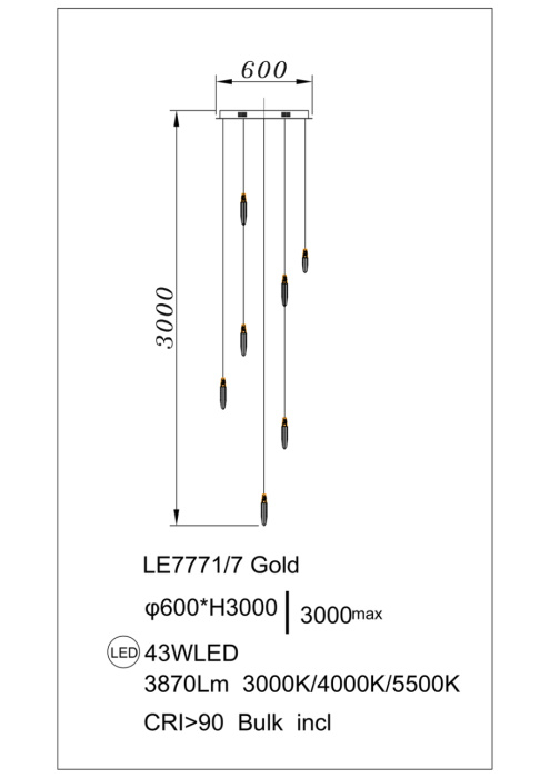 Подвесная люстра Leon Natali LE7771/7 Gold