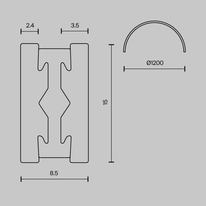Шинопровод круглый из полукругов Maytoni Busbar trunkings Flarity TRX154-2SR-D1200-PT
