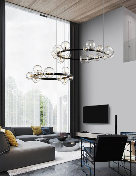 Подвесная люстра Delight Collection Art Deco Bubble KM1294P-24 black/clear