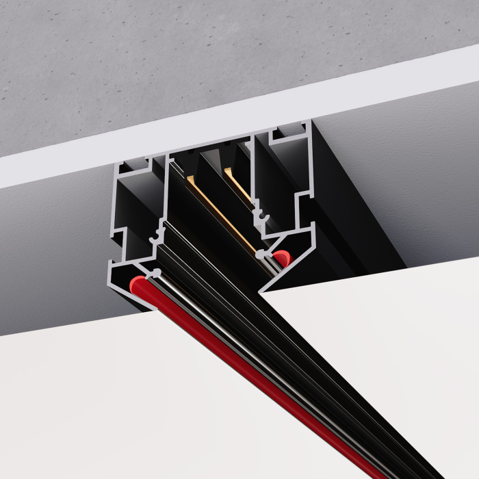 Шинопровод 220 под натяжной потолок ST-Luce Черный Длина 2000мм (Заглушки 2+2 в ком) ST046.429.02