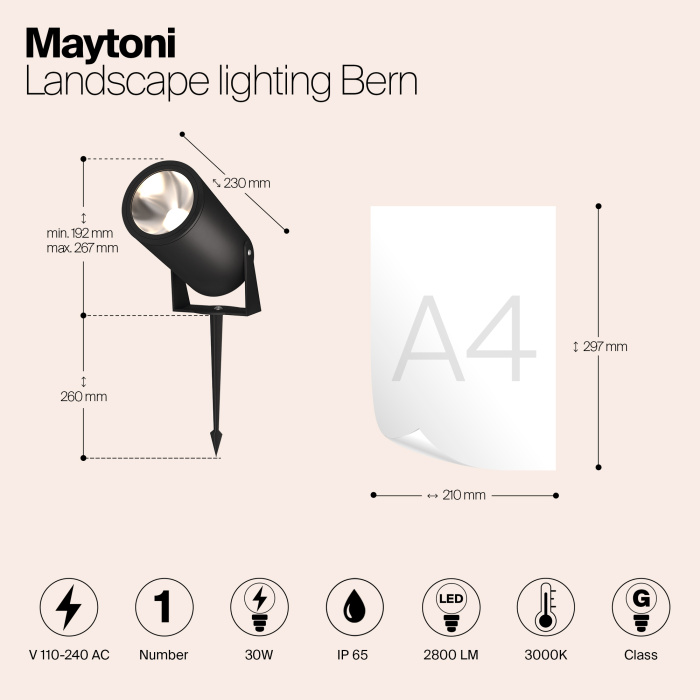 Грунтовый светильник Maytoni Bern O050FL-L30GF3K