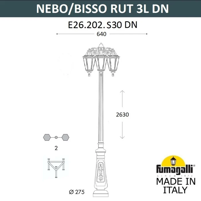 Садово-парковый светильник Fumagalli NEBO BISSO/RUT 3L E26.202.S30.AXE27 DN