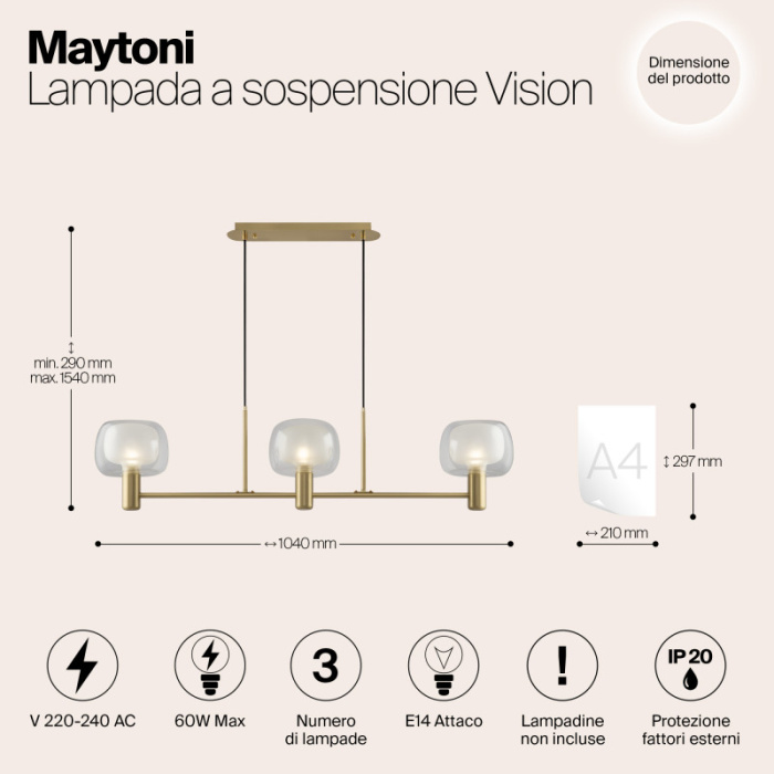 Подвесная люстра Maytoni Vision MOD411PL-03G
