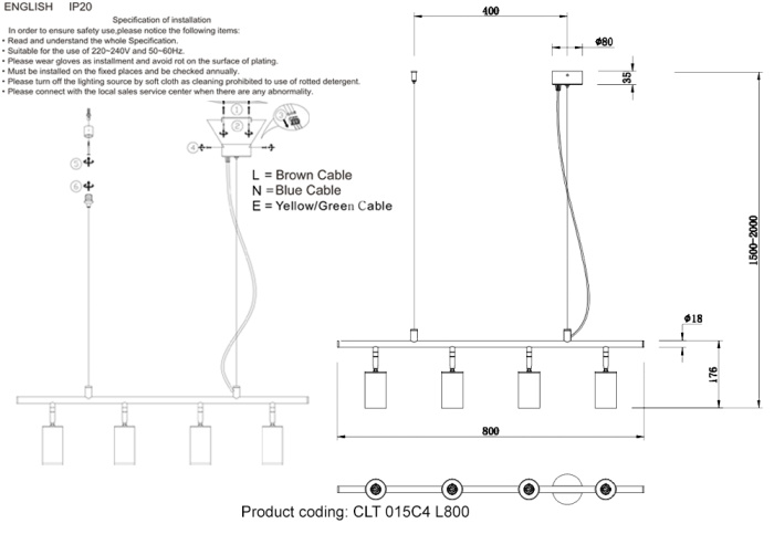 Светильник потолочный Crystal Lux CLT 015C4 L800 BL