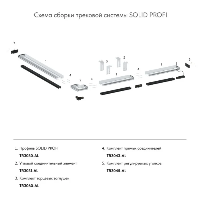 Профиль для шинопроводов Denkirs SOLID PROFI TR3030-AL