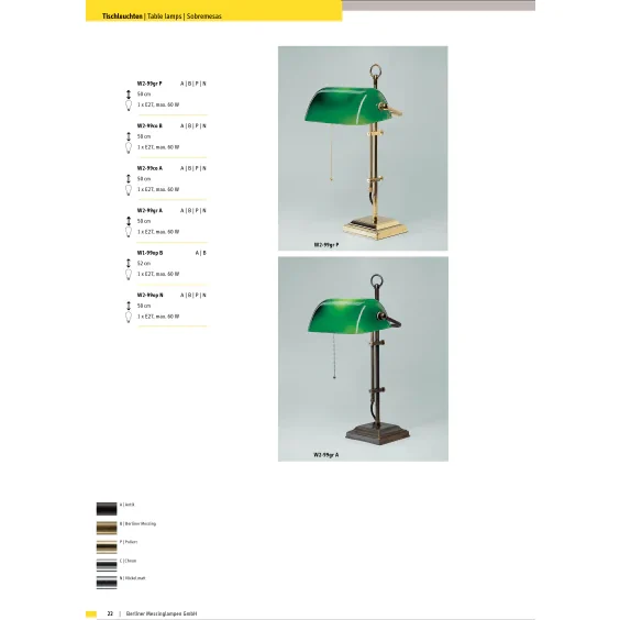 Настольная лампа Berliner Messinglampen W1-99opB