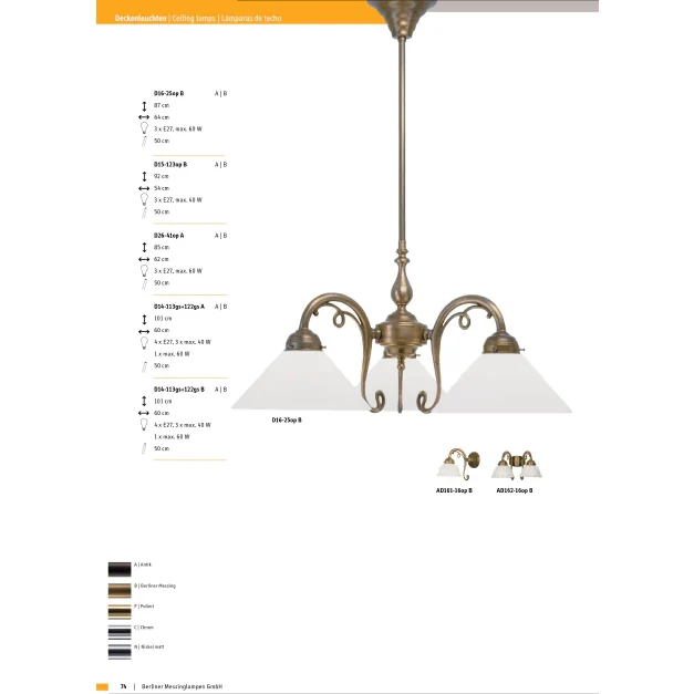 Люстра на штанге Berliner Messinglampen D26-41opA