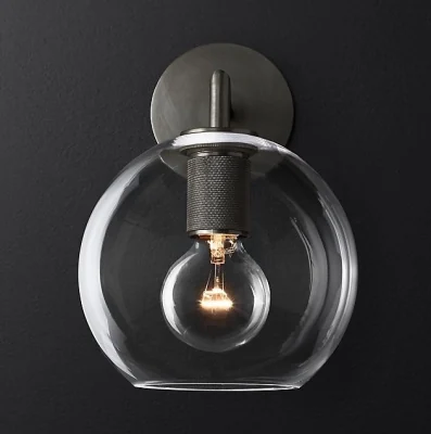 Бра RH Utilitaire Globe Shade Single Sconce Black ImperiumLoft