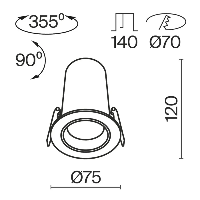 Встраиваемый светильник Maytoni Focus LED DL125-L12-3K-B