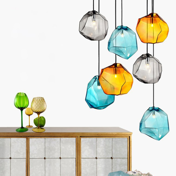 Подвесной светильник Color Ice Cube Pendant JEVIO 1 Голубой ImperiumLoft