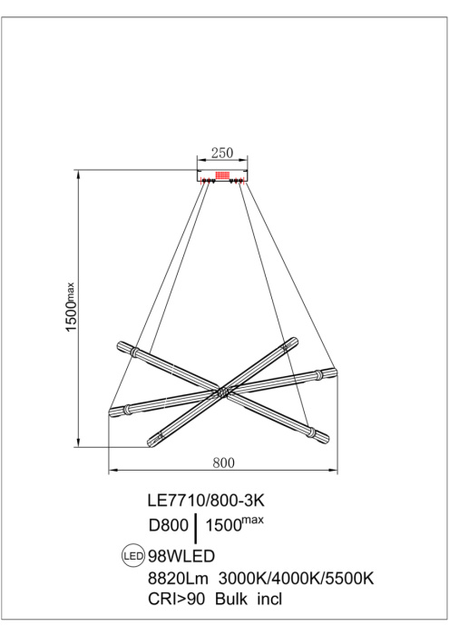 Подвесная светильник Leon Ani LE7710/800-3K Gold