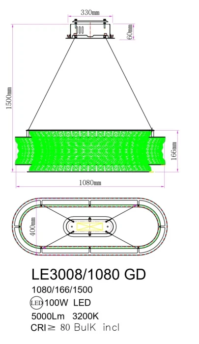 Подвесная люстра Leon Aurelie LE3008/1080L GD