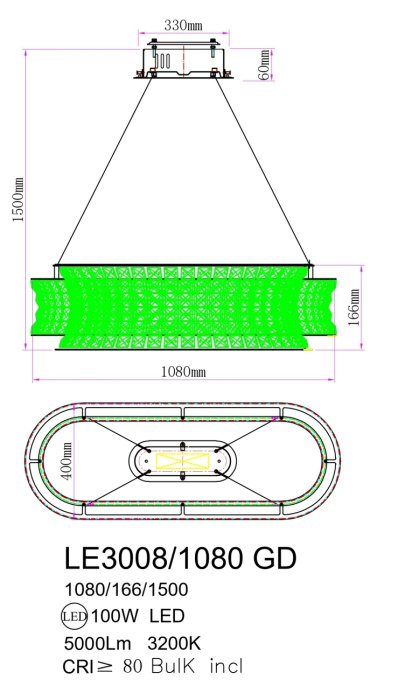 Подвесной светильник Leon Aurelie LE3008/1080L GD