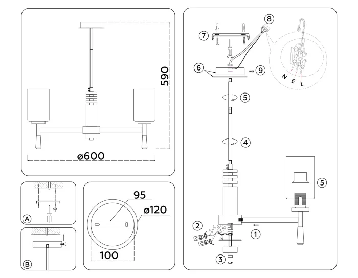 Люстра на штанге Ambrella Light High Light LH56251