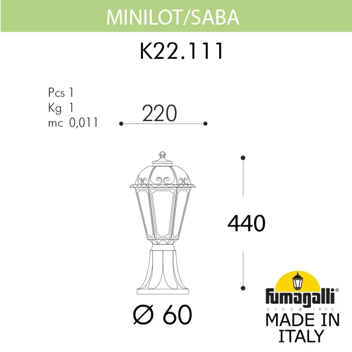 Ландшафтный светильник Fumagalli MINILOT/SABA K22.111.000.BYE27