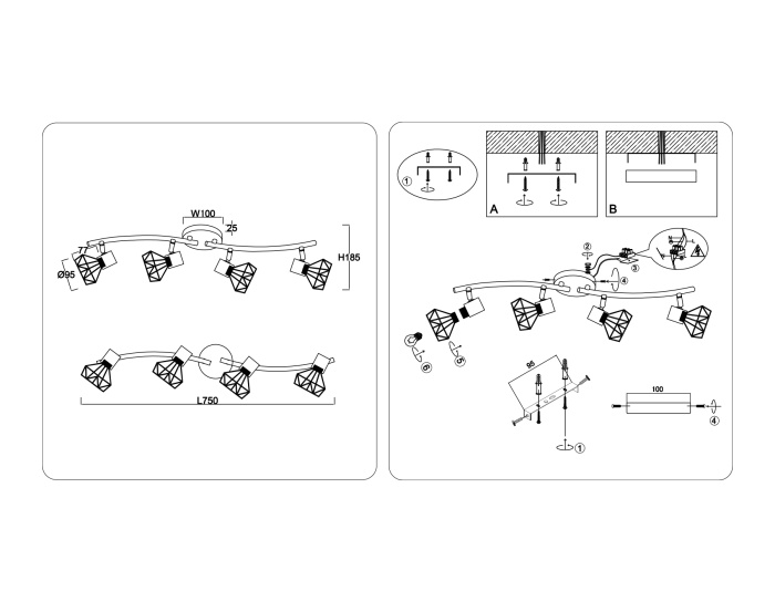 Настенно-потолочный спот в стиле лофт AMBRELLA light TR8658