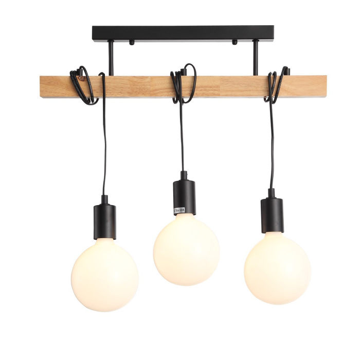 SL1142.403.03 Светильник потолочный Черный, Светлое дерево E27 3*60W