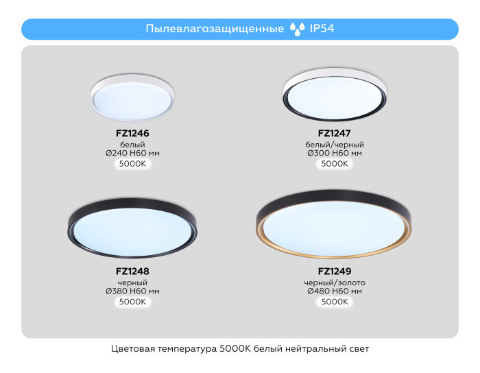 Потолочный светодиодный светильник с высокой степенью защиты IP54 Ambrella light FZ1249