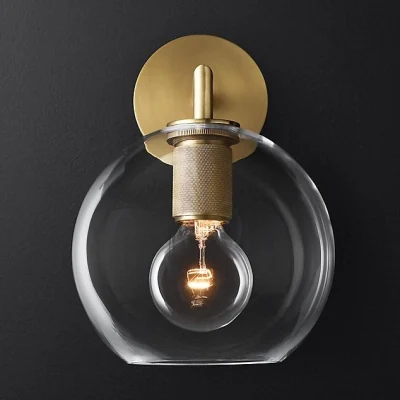 Бра RH Utilitaire Globe Shade Single Sconce Brass ImperiumLoft