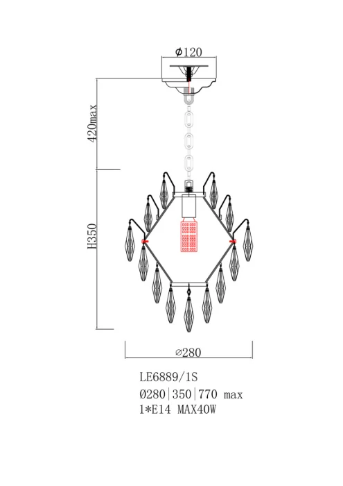 Подвесной светильник Leon Adriana LE6889/1S CH