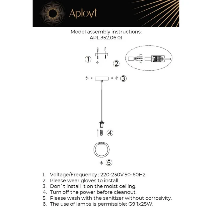 Светильник подвесной Aployt Ewa APL.352.06.01