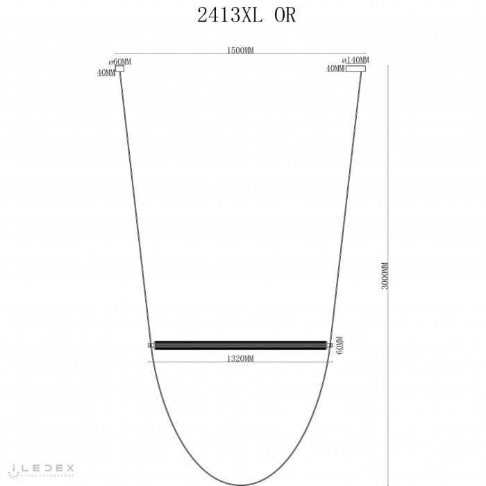Светильник подвесной iLedex Rocks 2413XL OR