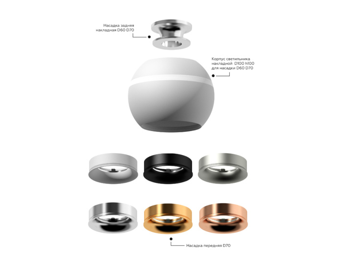 Корпус светильника накладной для насадок D60/70mm с LED подсветкой Ambrella light C1101