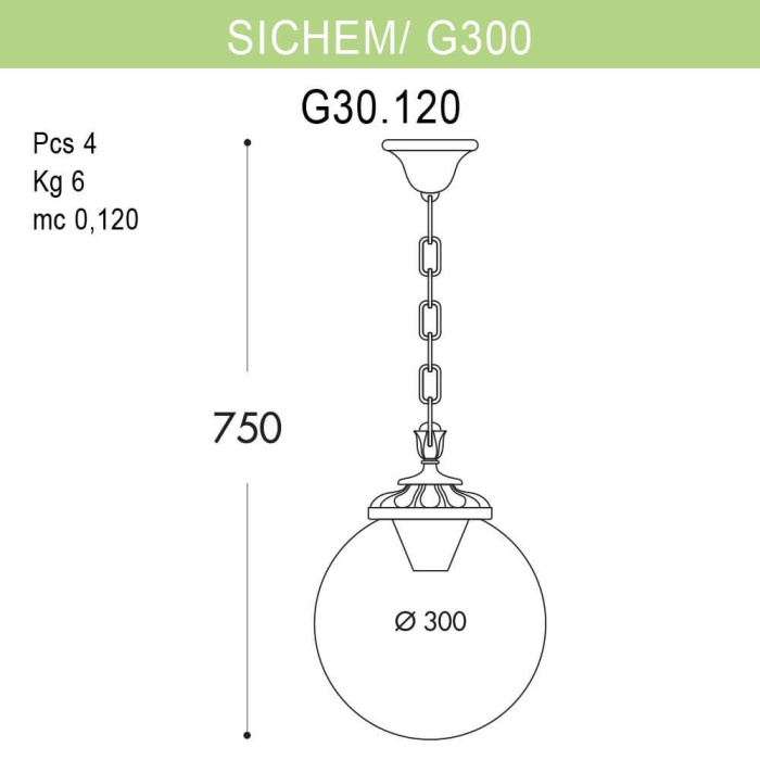 Уличный подвесной светильник Fumagalli Sichem/G300 G30.120.000.AYE27