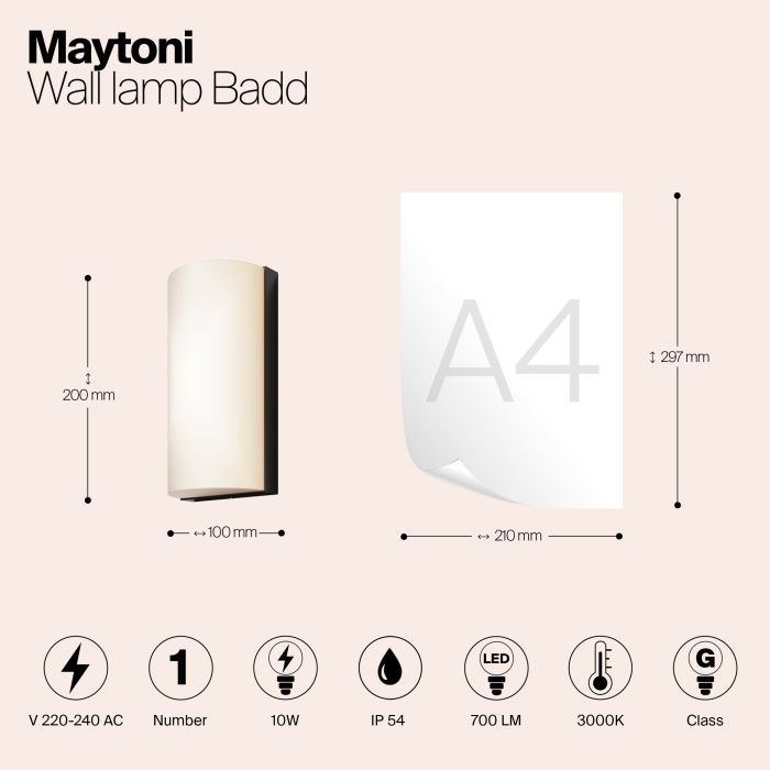 Светильник настенный Maytoni Badd O454WL-L10GF3K1