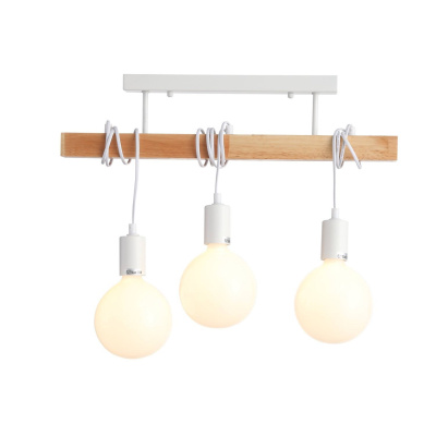 SL1142.503.03 Светильник потолочный Белый, Светлое дерево E27 3*60W