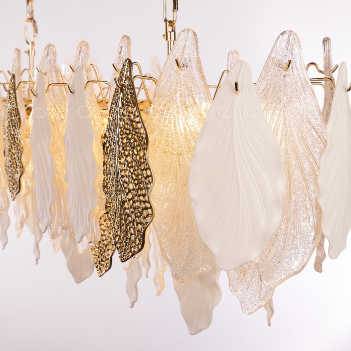Люстра Cloyd SENEGAL-A C14 / L105 см - с золотыми листьями - золото (арт.11178)