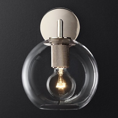 Бра RH Utilitaire Globe Shade Single Sconce Silver ImperiumLoft