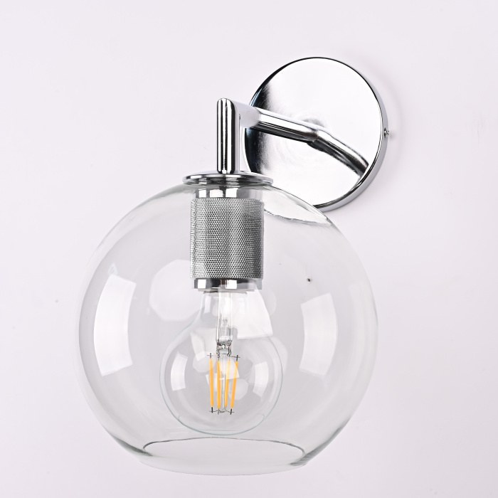 Бра RH Utilitaire Globe Shade Single Sconce Silver ImperiumLoft