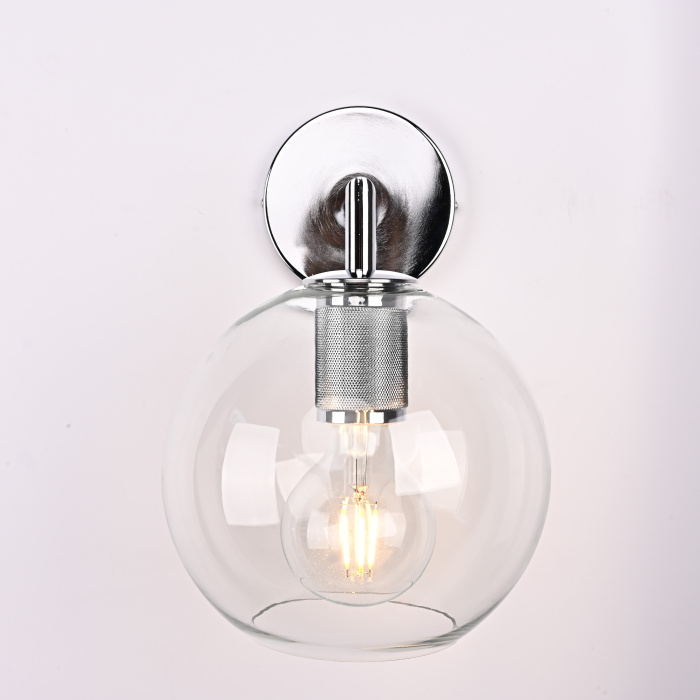 Бра RH Utilitaire Globe Shade Single Sconce Silver ImperiumLoft